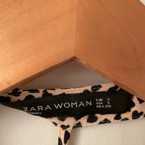 Zara Heart Print Halter Dress Beige Black Size Small - Picture 8 of 8